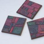 Coasters Handmade Paper Abstract Red Stained Glass