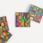 Handmade Paper Coasters Colorful Striped Mosaic