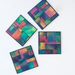 Coasters Handmade Paper Colorful Geometric Mosaic