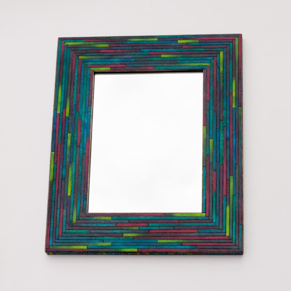 Wall Mirror Colorful Thin Striped Handmade Paper Mosaic