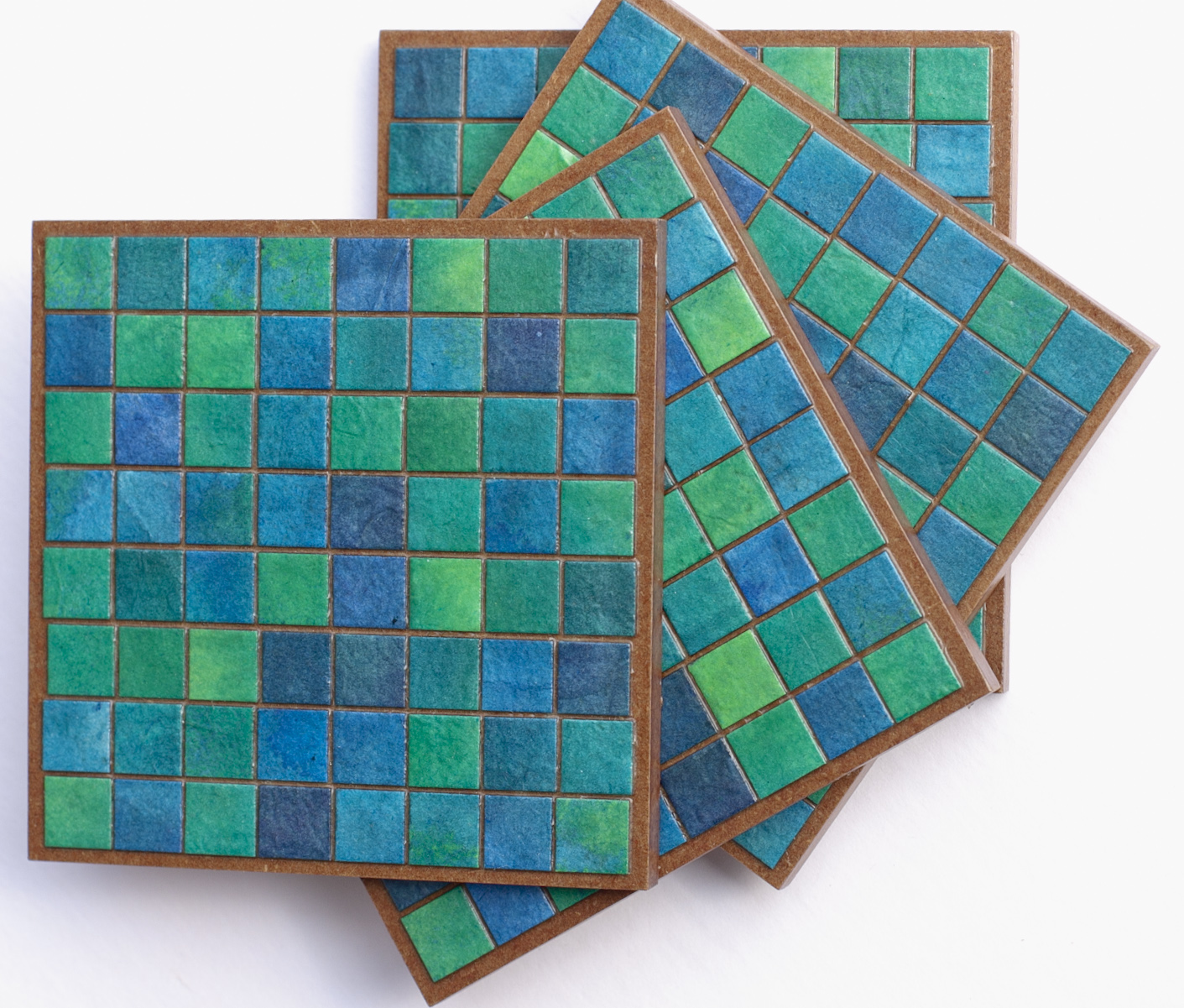 Coasters Handmade Paper Blue Green Mosaic Tiles on Luulla